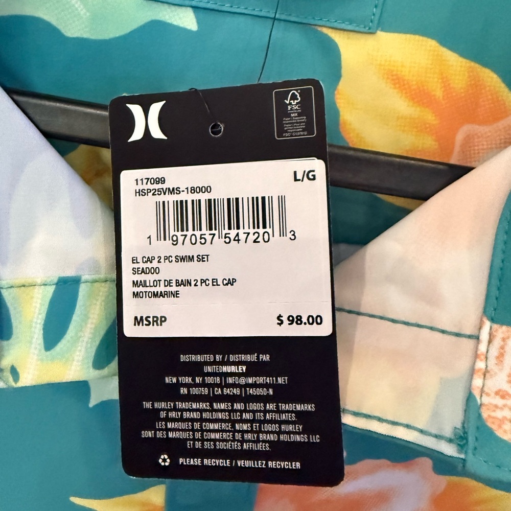 Hurley Aqua Floral Men's Board Shorts - Picture 8 of 14